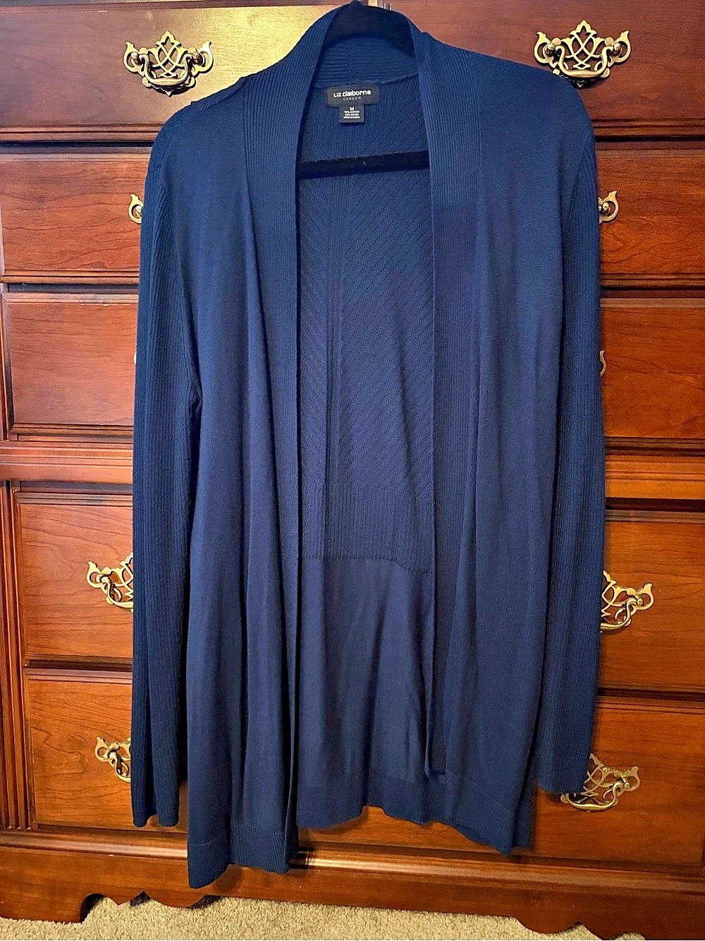 Liz Claiborne Women's Blue Open Front Cardigan